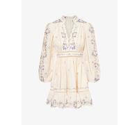 Zimmermann Womens Zimmermann Patience Plunge Linen Mini Dress Cream Purple Rose M