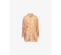 Zimmermann Womens Zimmermann Patience Relaxed Silk Shirt Tan Floral L