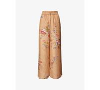 Zimmermann Womens Zimmermann Patience Relaxed Silk Trousers Tan Floral L