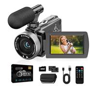 ZIMOCE Video Camera 4K Camcorder 48MP, 18X Digital Zoom Video Recorder, 3” 270° Rotatable Screen Vlogging Camera for YouTube, Camcorders Videocamera with 32GB Card, Mic, Remote Control, 2 Batteries