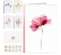 Zimocepuz Blank Cards and Envelopes, 20 Elegant Blank Greeting Cards and Envelopes, 5 Different Floral Patterns, 15 cm x 10 cm, Stationery Set for All Occasions