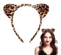 Zimocepuz Gepard Ohren, Gepardenohren Haarreif mit Leopardenmuster, Katzenohren mit Gepardenmuster für Damen