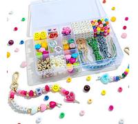 Zimocepuz Keychain Making Set, 420 Pieces, Acrylic Heart Star Flower Alphabet Beads DIY Keychain Jewellery Making Kit, Bag Charms