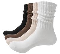 Zimocepuz Slouchy Socks, 4 Pieces Cosy Socks Women Thermal Socks, Thick Winter Socks, Casual Scrunchie Socks in Retro Style, Comfortable Knitted Socks