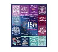 Zimoer 18th Birthday Gifts for Girls, 18th Birthday Decorations for Girls, Best 18 Year Old Girl Birthday Gift, Happy 18th Gift Ideas Decor Throw Blankets for Daughter Bestie Sister, 50"X60" Blanket