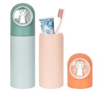 Zimoer 2 Pieces Toothbrush Case for Children, Travel Case for Portable Toothbrush, Toothpaste Holder for Travel, Home, Camping, School, Orange + Green, Classic