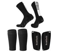 Zimoer 3 Pieces Kids Shin Pads Socks Set, Football Leg Calf Protective Gear Set with Shin Pads, Football Socks & Shin Pad Sleeves, Shin Guards for Football Soccer Shin Guards Board with Socks (Black)