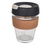 Zimoer 340ML Reusable Tempered Glass Coffee Cup with Lid, Heat Resistant Travel Coffee Mug with Cork Sleeve, Glass Mug with Leakproof Lid, for Unisex Eco-Friendly Travel Home Office