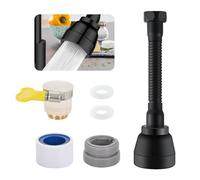 Zimoer 360° Rotating Tap Attachment, 3 Modes Aerator & Extension, Perlator Spray Head Adapter for Kitchen and Bathroom, Water-Saving Tap Aerator (Black)