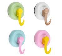 Zimoer 4 Children's Colourful Clothes Hooks, Suction Cup Hooks, Dopamine Hooks, Vacuum Suction Cup Hooks with Max 3-5 kg, Coat Hooks, Wall Hooks for Bathroom, Kitchen, Window, Camping, Children's Room