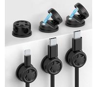 Zimoer 6 Pack Magnetic Cable Clips, Self-Adhesive Cord Management Organiser, Adjustable Wire Holder for Desk, Car, Home Office Accessories, Black
