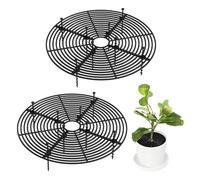 Zimoer Plant Pot Cover, Flower Pot Soil Guard, 2 Pcs Cuttable Plant Cover for Cats Babies, Plastic Pet Planter Protector, Flower Pots Grid for Children Pets (Round Black, 30cm)