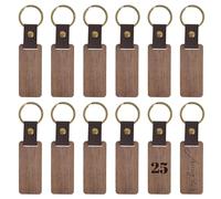 Zimoer Wooden Keychain, 12 Pcs Natural Wooden Keyring with Leather Straps, Personalized Key Tag Keychain for DIY Key Tags, Laser Engraving Material, Wood for Crafts (Style A)