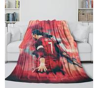 ZIMONJO Ronaldo Soft Flannel Blanket - Portugal Football Warm Throws for Children Adults - Cosy Blanket for Sofa Bed Travel Outdoor - Suitable Christmas Birthday Idea 70x80inch(180x200cm)
