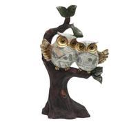 Zimoya Couple Owl Statue With Water Transfer Designs Owl Perching On Tree Branch Resins Sculpture Figurine For Home And Office