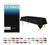 ZIMPLEWARE Black Standard Disposable Plastic Party Tablecloth [12-Pack] 54 x 108” Rectangle Table Cover For Indoor & Outdoor Use