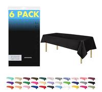 ZIMPLEWARE Black Standard Disposable Plastic Party Tablecloth [6-Pack] 54 x 108” Rectangle Table Cover For Indoor & Outdoor Use