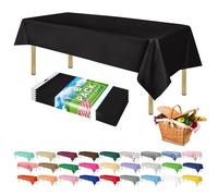 ZIMPLEWARE Black Standard Disposable Plastic Party Tablecloth [6-Pack] 54 x 108” Rectangle Table Cover For Indoor & Outdoor Use
