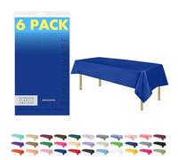 ZIMPLEWARE Blue Standard Disposable Plastic Party Tablecloth [6-Pack] 54 x 108” Rectangle Table Cover For Indoor & Outdoor Use