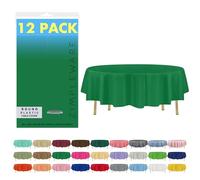 Zimpleware Green 12 Pack Standard Disposable Plastic Party Tablecloth 84 Inch Round Table Cover By