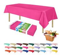 ZIMPLEWARE Hot Pink Standard Disposable Plastic Party Tablecloth [6-Pack] 54 x 108” Rectangle Table Cover for Indoor & Outdoor Use