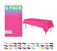 ZIMPLEWARE Hot Pink Standard Disposable Plastic Party Tablecloth [6-Pack] 54 x 108” Rectangle Table Cover for Indoor & Outdoor Use