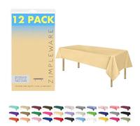 ZIMPLEWARE Ivory Standard Disposable Plastic Party Tablecloth [12-Pack] 54 x 108” Rectangle Table Cover For Indoor & Outdoor Use