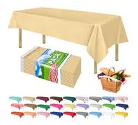 ZIMPLEWARE Ivory Standard Disposable Plastic Party Tablecloth [12-Pack] 54 x 108” Rectangle Table Cover For Indoor & Outdoor Use