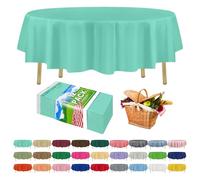 ZIMPLEWARE Premium Aqua Plastic Table Cloth Disposable (12 Pack) Round Tablecloth (84in) Party Table Cloths Disposable, Perfect Table Cloth Round Cover for Any Table Up to 6 Feet