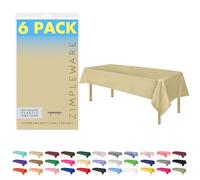 ZIMPLEWARE Premium Beige Plastic Table Cloth Disposable (6 Pk) Plastic Tablecloths for Rectangle Tables (54in x 108in) Party Table Cloths Disposable for 6ft to 8ft Rectangle Tables