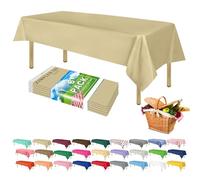 ZIMPLEWARE Premium Beige Plastic Table Cloth Disposable (6 Pk) Plastic Tablecloths for Rectangle Tables (54in x 108in) Party Table Cloths Disposable for 6ft to 8ft Rectangle Tables