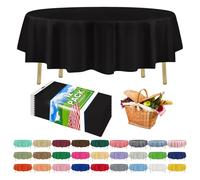 ZIMPLEWARE Premium Black Plastic Table Cloth Disposable (12 Pack) Round Tablecloth (84in) Party Table Cloths Disposable, Perfect Table Cloth Round Cover for Any Table Up to 6 Feet