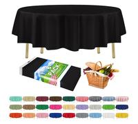ZIMPLEWARE Premium Black Plastic Table Cloth Disposable (6 Pack) Round Tablecloth (84in) Party Table Cloths Disposable, Perfect Table Cloth Round Cover for Any Table Up to 6 Feet