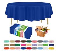 ZIMPLEWARE Premium Blue Plastic Table Cloth Disposable (12 Pack) Round Tablecloth (84in) Party Table Cloths Disposable, Perfect Table Cloth Round Cover for Any Table Up to 6 Feet