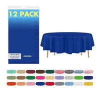 ZIMPLEWARE Premium Blue Plastic Table Cloth Disposable (12 Pack) Round Tablecloth (84in) Party Table Cloths Disposable, Perfect Table Cloth Round Cover for Any Table Up to 6 Feet
