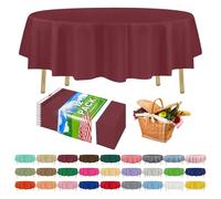 ZIMPLEWARE Premium Burgundy Plastic Table Cloth Disposable (12 Pack) Round Tablecloth (84in) Party Table Cloths Disposable, Perfect Table Cloth Round Cover for Any Table Up to 6 Feet
