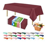 ZIMPLEWARE Premium Burgundy Plastic Table Cloth Disposable (12 Pk) Plastic Tablecloths for Rectangle Tables (54in x 108in) Party Table Cloths Disposable for 6ft to 8ft Rectangle Tables