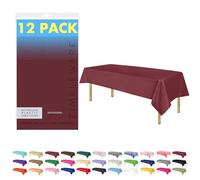 ZIMPLEWARE Premium Burgundy Plastic Table Cloth Disposable (12 Pk) Plastic Tablecloths for Rectangle Tables (54in x 108in) Party Table Cloths Disposable for 6ft to 8ft Rectangle Tables