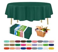 ZIMPLEWARE Premium Dark Green Plastic Table Cloth Disposable (12 Pack) Round Tablecloth (84in) Party Table Cloths Disposable, Perfect Table Cloth Round Cover for Any Table Up to 6 Feet