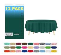 ZIMPLEWARE Premium Dark Green Plastic Table Cloth Disposable (12 Pack) Round Tablecloth (84in) Party Table Cloths Disposable, Perfect Table Cloth Round Cover for Any Table Up to 6 Feet
