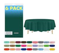 ZIMPLEWARE Premium Dark Green Plastic Table Cloth Disposable (6 Pack) Round Tablecloth (84in) Party Table Cloths Disposable, Perfect Table Cloth Round Cover for Any Table Up to 6 Feet