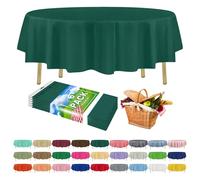 ZIMPLEWARE Premium Dark Green Plastic Table Cloth Disposable (6 Pack) Round Tablecloth (84in) Party Table Cloths Disposable, Perfect Table Cloth Round Cover for Any Table Up to 6 Feet