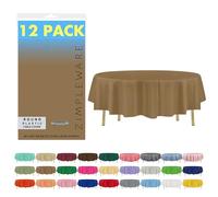 ZIMPLEWARE Premium Gold Plastic Table Cloth Disposable (12 Pack) Round Tablecloth (84in) Party Table Cloths Disposable, Perfect Table Cloth Round Cover for Any Table Up to 6 Feet