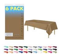 ZIMPLEWARE Premium Gold Plastic Table Cloth Disposable (6 Pk) Plastic Tablecloths for Rectangle Tables (54in x 108in) Party Table Cloths Disposable for 6ft to 8ft Rectangle Tables