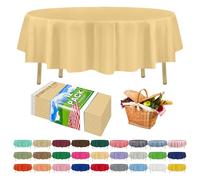 ZIMPLEWARE Premium Ivory Plastic Table Cloth Disposable (12 Pack) Round Tablecloth (84in) Party Table Cloths Disposable, Perfect Table Cloth Round Cover for Any Table Up to 6 Feet
