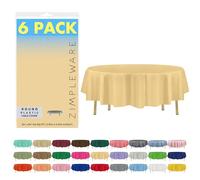 ZIMPLEWARE Premium Ivory Plastic Table Cloth Disposable (6 Pack) Round Tablecloth (84in) Party Table Cloths Disposable, Perfect Table Cloth Round Cover for Any Table Up to 6 Feet