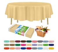ZIMPLEWARE Premium Ivory Plastic Table Cloth Disposable (6 Pack) Round Tablecloth (84in) Party Table Cloths Disposable, Perfect Table Cloth Round Cover for Any Table Up to 6 Feet