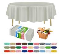 ZIMPLEWARE Premium Light Grey Plastic Table Cloth Disposable (12 Pack) Round Tablecloth (84in) Party Table Cloths Disposable, Perfect Table Cloth Round Cover for Any Table Up to 6 Feet