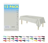 ZIMPLEWARE Premium Light Grey Plastic Table Cloth Disposable (12 Pk) Plastic Tablecloths for Rectangle Tables (54in x 108in) Party Table Cloths Disposable for 6ft to 8ft Rectangle Tables