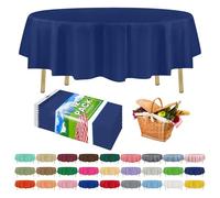 ZIMPLEWARE Premium Navy Blue Plastic Table Cloth Disposable (12 Pack) Round Tablecloth (84in) Party Table Cloths Disposable, Perfect Table Cloth Round Cover for Any Table Up to 6 Feet